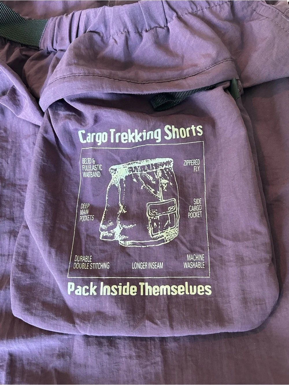 Flyer Cargo Trekking Shorts Men’s SzLG Purple Nylon Packable